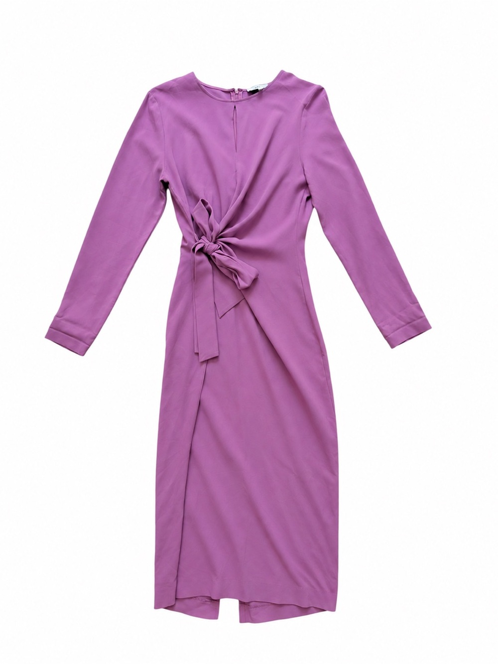 Reiss Valentina Magenta Twist Front Wrap Midi Dress US Size 8